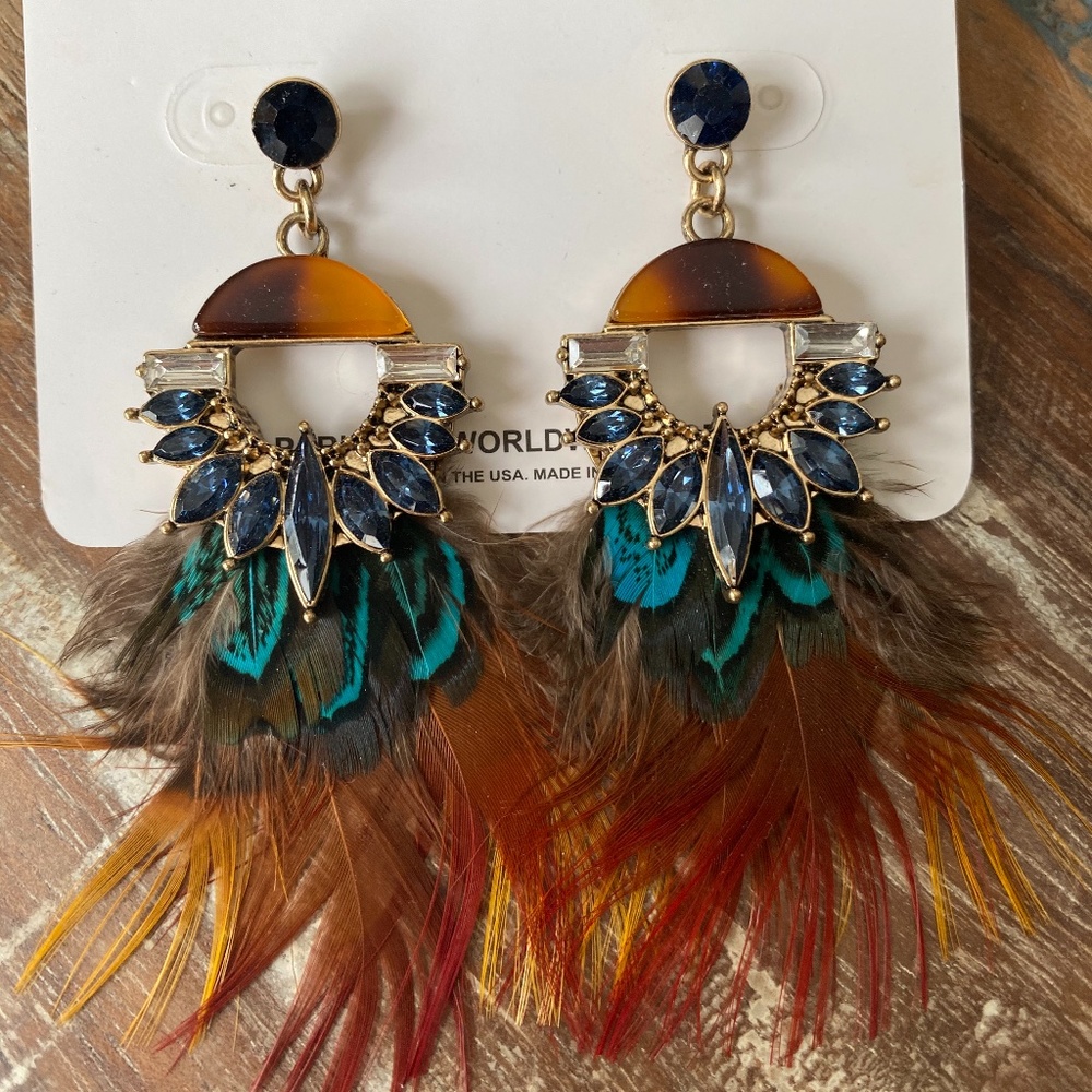 Feather and jewel earrings